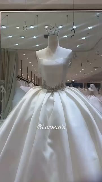 Strapless satin ball gown